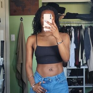 Aerie Lacey Cropped Black Bralette Top